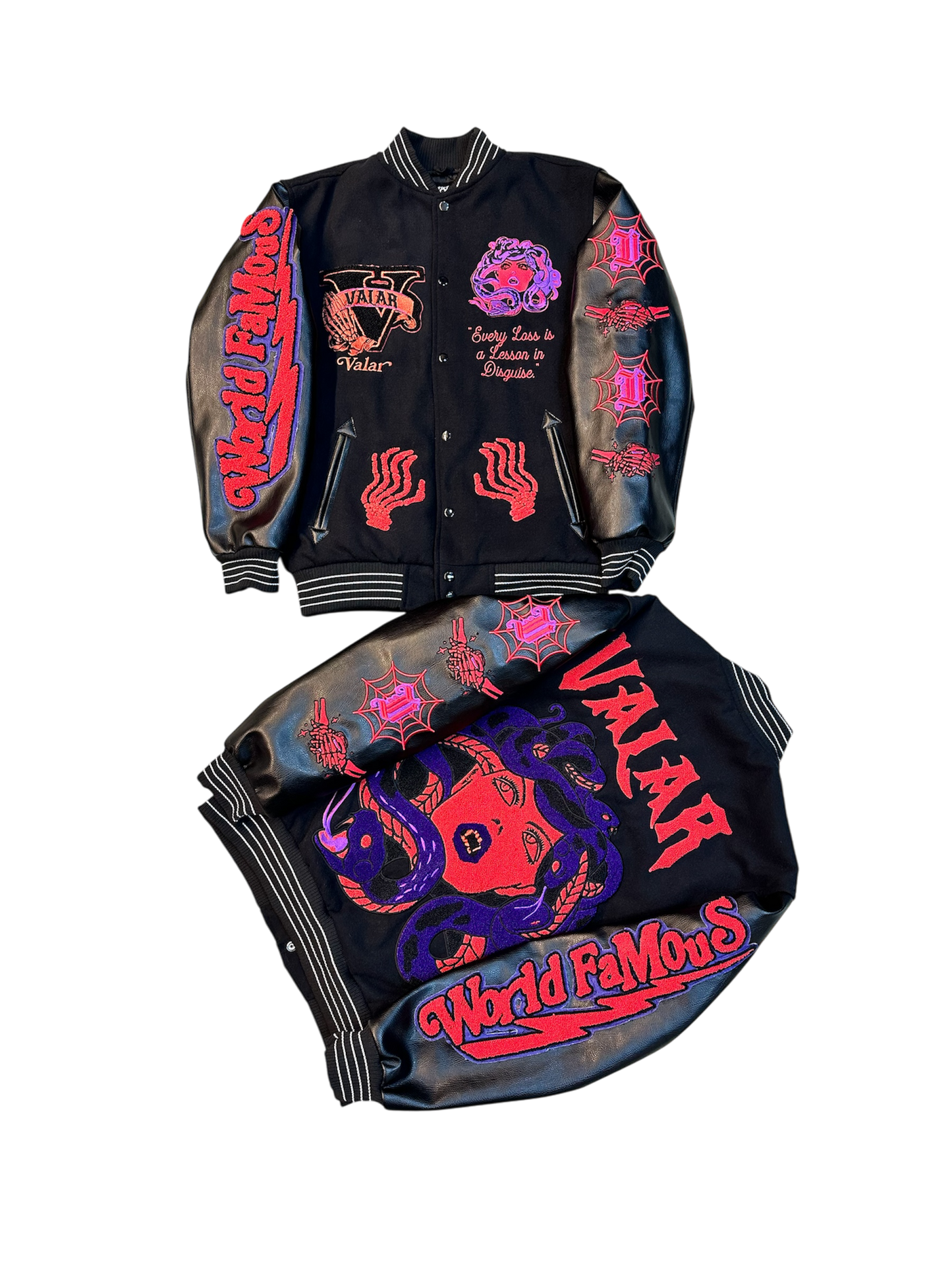 “World Famous” Red & Purple Letterman Jacket