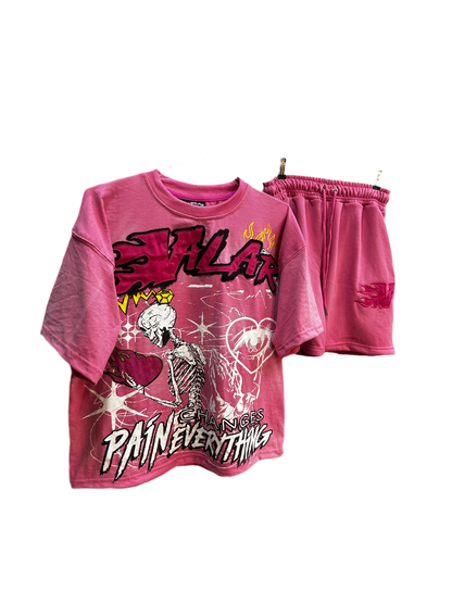 Frosted Pink “Pain Changes Everything” Short Set