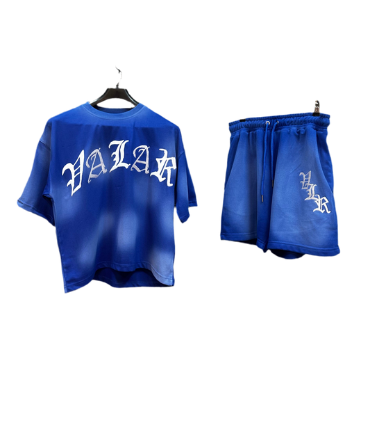 Frosted Royal Blue Old English Short Set