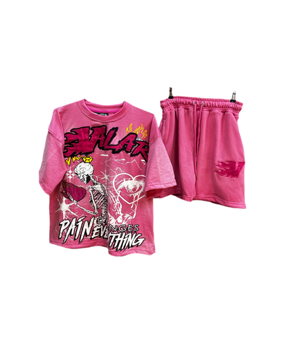 Frosted Pink “Pain Changes Everything” Short Set