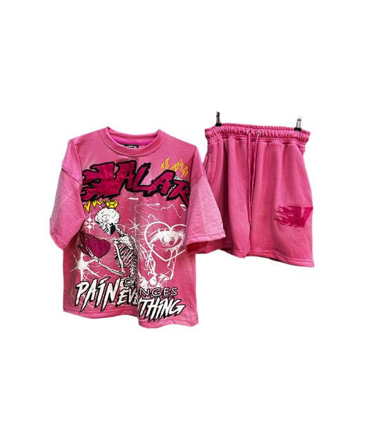 Frosted Pink “Pain Changes Everything” Short Set